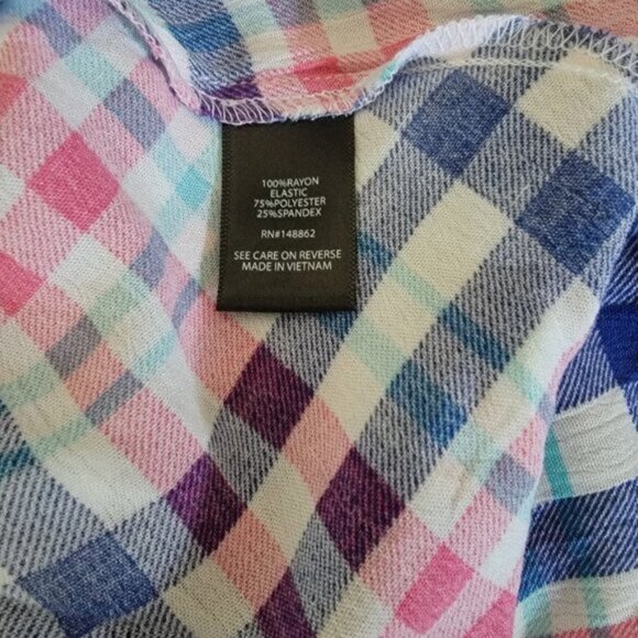 Torrid Peplum Plaid Top Smocked Bodice Cami Crinkle Gauze Size 3 Summer Pink NWT - Picture 8 of 8